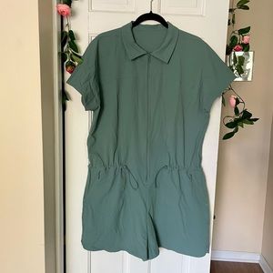 Lululemon Front-Zip Collared Romper in Green